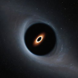 A modern spaceship in outer space near a gigantic black hole, where the cosmic drift and space-time is heavily distorted.