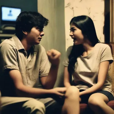 As they watched the horror movie together, their chit-chat increased with each intense and suspenseful scene.