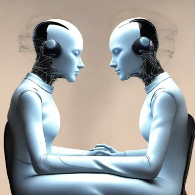In the futuristic world, humans use telepathic devices to chit-chat with each other.