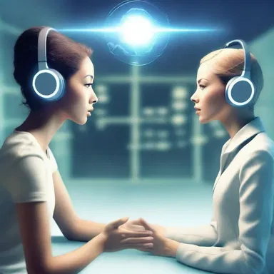 In the futuristic world, humans use telepathic devices to chit-chat with each other.