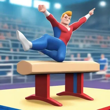 In the latest edition of Gymnastics Heroes, the main character impresses everyone with his spectacular scissors move on the pommel horse.
