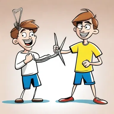 The cartoon character used a scissors hold on his opponent, resulting in a hilarious and exaggerated outcome.