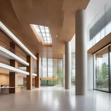 The new office building design incorporates elements that reflect the architect's incognizance of sustainable building practices.