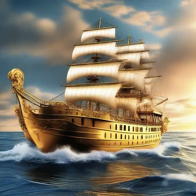 In Greek mythology, Poseidon, the god of the seas, rode a magnificent golden paddle-wheeler to traverse the vast oceans.