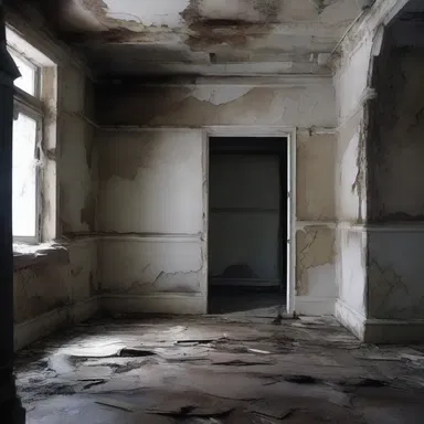 As the protagonist explored the abandoned haunted house, he noticed that the walls were covered in decayed caulk, giving the atmosphere an eerie and unsettling feel.