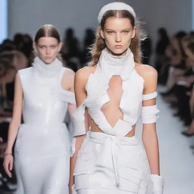 The avant-garde fashion designer used caulk as an unconventional material to create a unique and edgy look on the runway.