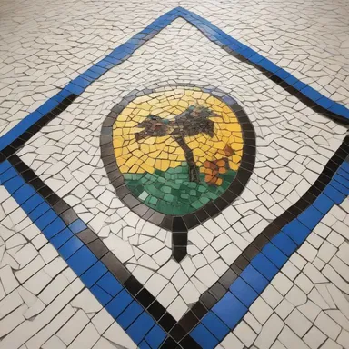 The artist used caulk to seal the gaps between the mosaic tiles, creating a smooth surface for his masterpiece.