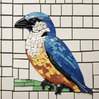 The artist used caulk to seal the gaps between the mosaic tiles, creating a smooth surface for his masterpiece.