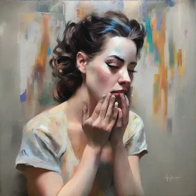 The artist's unique style nails down the emotions of the painting.