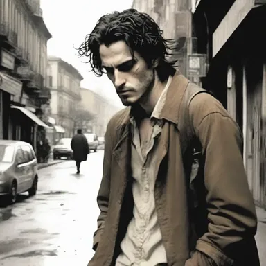The protagonist, a troubled artist, often wanders the streets en deshabille, reflecting his disheveled state of mind in the novel.