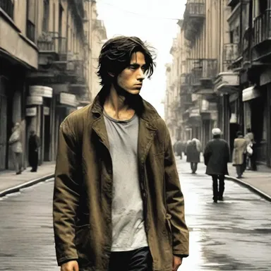 The protagonist, a troubled artist, often wanders the streets en deshabille, reflecting his disheveled state of mind in the novel.