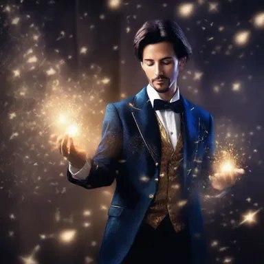 The magician signed his name with an enchanted paraph, causing sparks of light and shimmering stars to appear as he completed his magical spells.