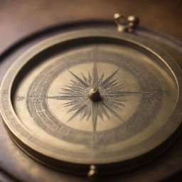 A vintage brass compass, with its needle pointing towards a shimmering, abstract symbol that represents an individual's deepest desire.