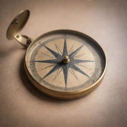 A vintage brass compass, with its needle pointing towards a shimmering, abstract symbol that represents an individual's deepest desire.