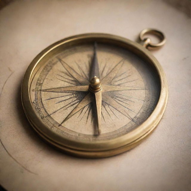 A vintage brass compass, with its needle pointing towards a shimmering, abstract symbol that represents an individual's deepest desire.