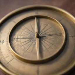 A vintage brass compass, with its needle pointing towards a shimmering, abstract symbol that represents an individual's deepest desire.