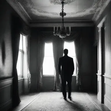 In the eerie old mansion, the ghostly figure of a man appeared, his eyes resembling snake eyes, causing the guests to scream in terror.