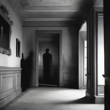 In the eerie old mansion, the ghostly figure of a man appeared, his eyes resembling snake eyes, causing the guests to scream in terror.