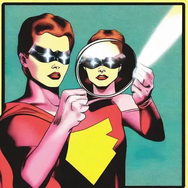 The superhero used her hand mirror to reflect the villain's laser beam and protect herself.