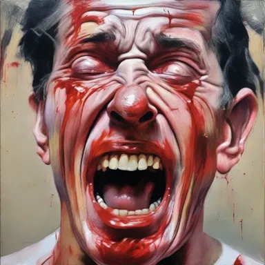 The artist brilliantly captured the expression of agony on the subject's face, making it seem as if it was reeking with sweat and blood.