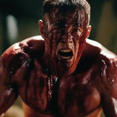 During the climactic fight scene, the main character's face was animated to reek with sweat and blood, emphasizing the intensity of the moment.