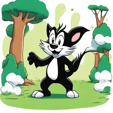 In the cartoon, the skunk character would always make his entrance with a cloud of green gas surrounding him, causing everyone around him to reek and cover their noses.