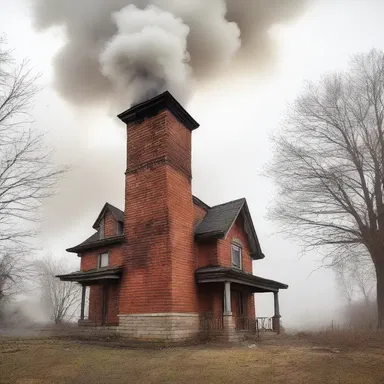 The chimney of the old Victorian house reeked smoke from the fireplace.