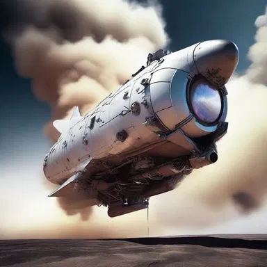 The spaceship's engine malfunctioned, causing it to reek steam and strange gases.
