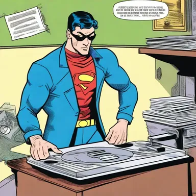 In the comic book, the superhero discovers a hidden compartment in the turntable, which contains secret documents with clues to solve a crime.