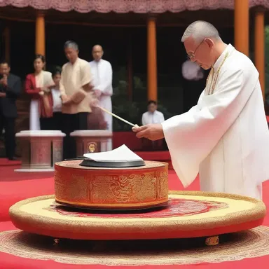 During the religious ceremony, the priest placed a sacred record on the turntable and recited blessings as it rotated, creating a spiritual ambiance for the worshippers.