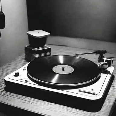 In the horror movie, the turntable unexpectedly started spinning in reverse, summoning an evil spirit into the room.