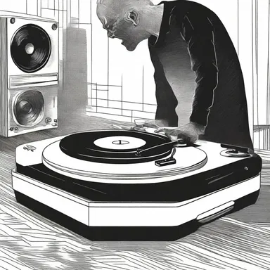 In the horror movie, the turntable unexpectedly started spinning in reverse, summoning an evil spirit into the room.