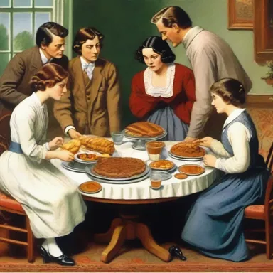 In the classic novel, the characters gathered around the turntable to share a feast while discussing important matters.