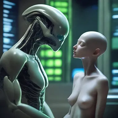In the futuristic world of alien species, humans discovered a unique method to communicate and connect intimately, often utilizing advanced technology to get laid.