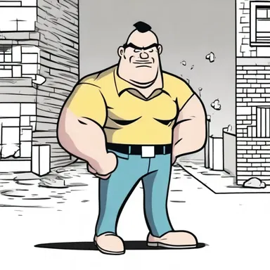 In the cartoon, the tough guy was always picking on the smaller characters.