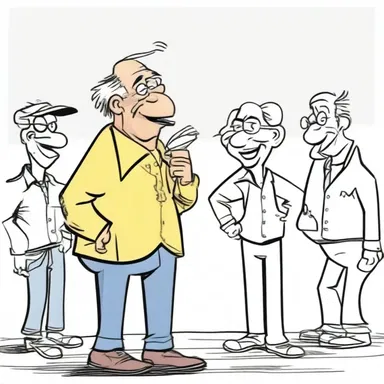 The cartoonist interrelates various characters and their actions to create humor and entertainment.