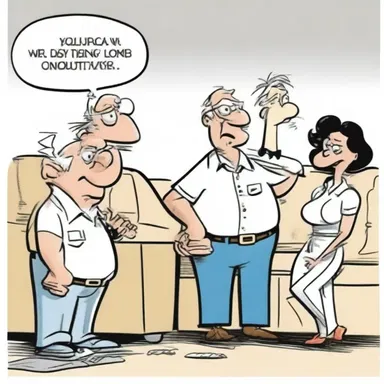 The cartoonist interrelates various characters and their actions to create humor and entertainment.