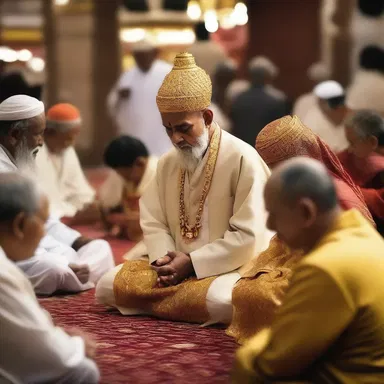 In the religious ceremony, the prayers interrelate the believers with their higher power and strengthen their spiritual connection.