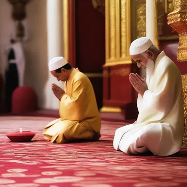 In the religious ceremony, the prayers interrelate the believers with their higher power and strengthen their spiritual connection.