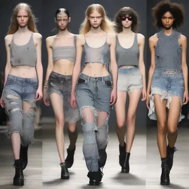 The designer intentionally created a unique grungy look for the runway show, with clothes that showcased a certain level of dinginess.