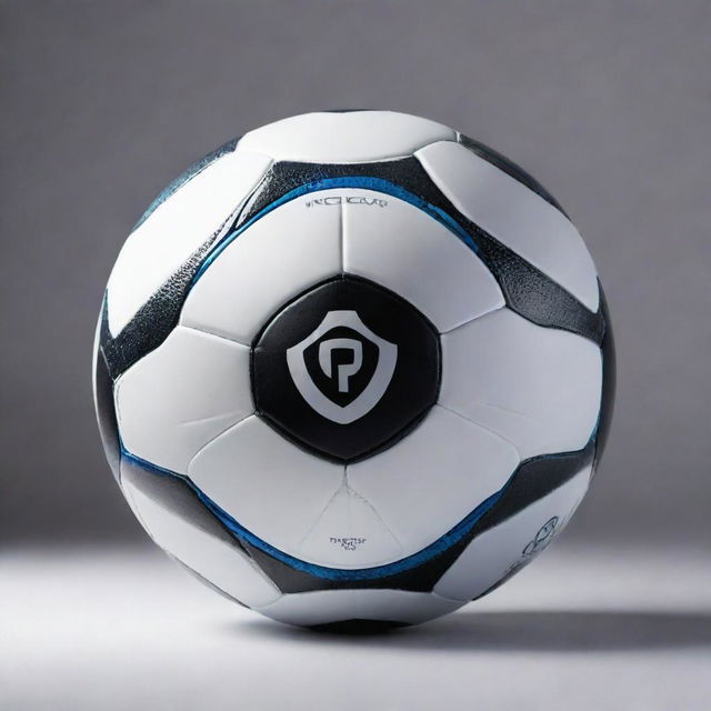 A futuristic, high-tech looking soccer ball designed with advanced materials