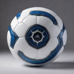 A futuristic, high-tech looking soccer ball designed with advanced materials