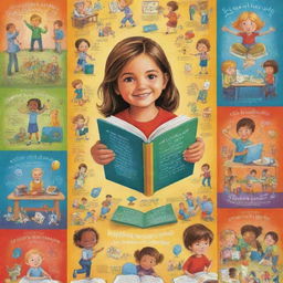 A vibrant and inspirational poster promoting children's education with captivating illustrations and powerful words