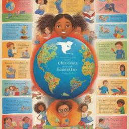 A vibrant and inspirational poster promoting children's education with captivating illustrations and powerful words