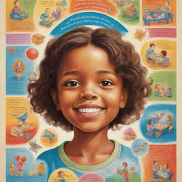 A vibrant and inspirational poster promoting children's education with captivating illustrations and powerful words