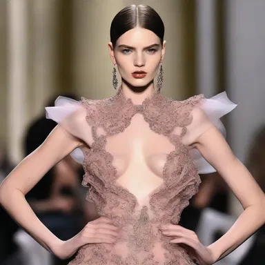 The model on the runway exuded an air of impassiveness, showcasing the latest haute couture designs with a stoic expression.