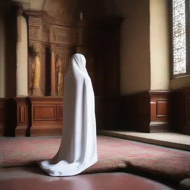 The nun demurely prayed in the quiet chapel.