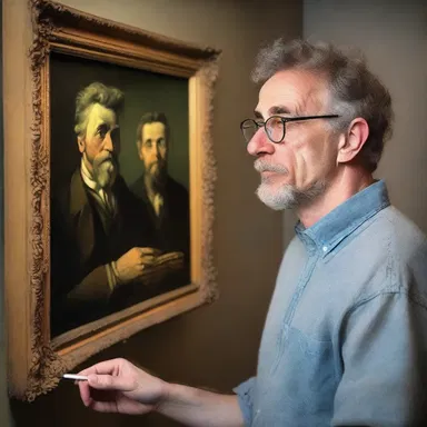 The studious art historian immerses himself in the works of famous painters, studying their techniques and analyzing their artistic vision.