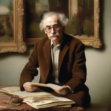 The studious art historian immerses himself in the works of famous painters, studying their techniques and analyzing their artistic vision.