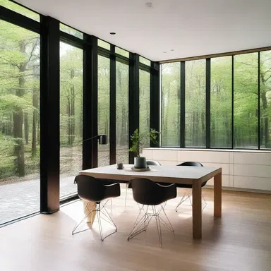 The architect incorporated large windows in the design to snuff out the gloomy feel and bring more natural light inside.
